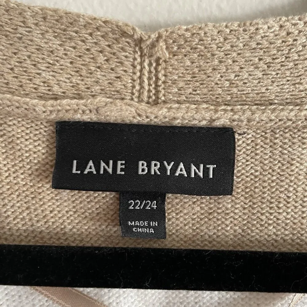 Lane Bryant Women 22/24 Stripe V-Neck 3/4 Balloon Sleeve Ribbed Cropped Cardigan